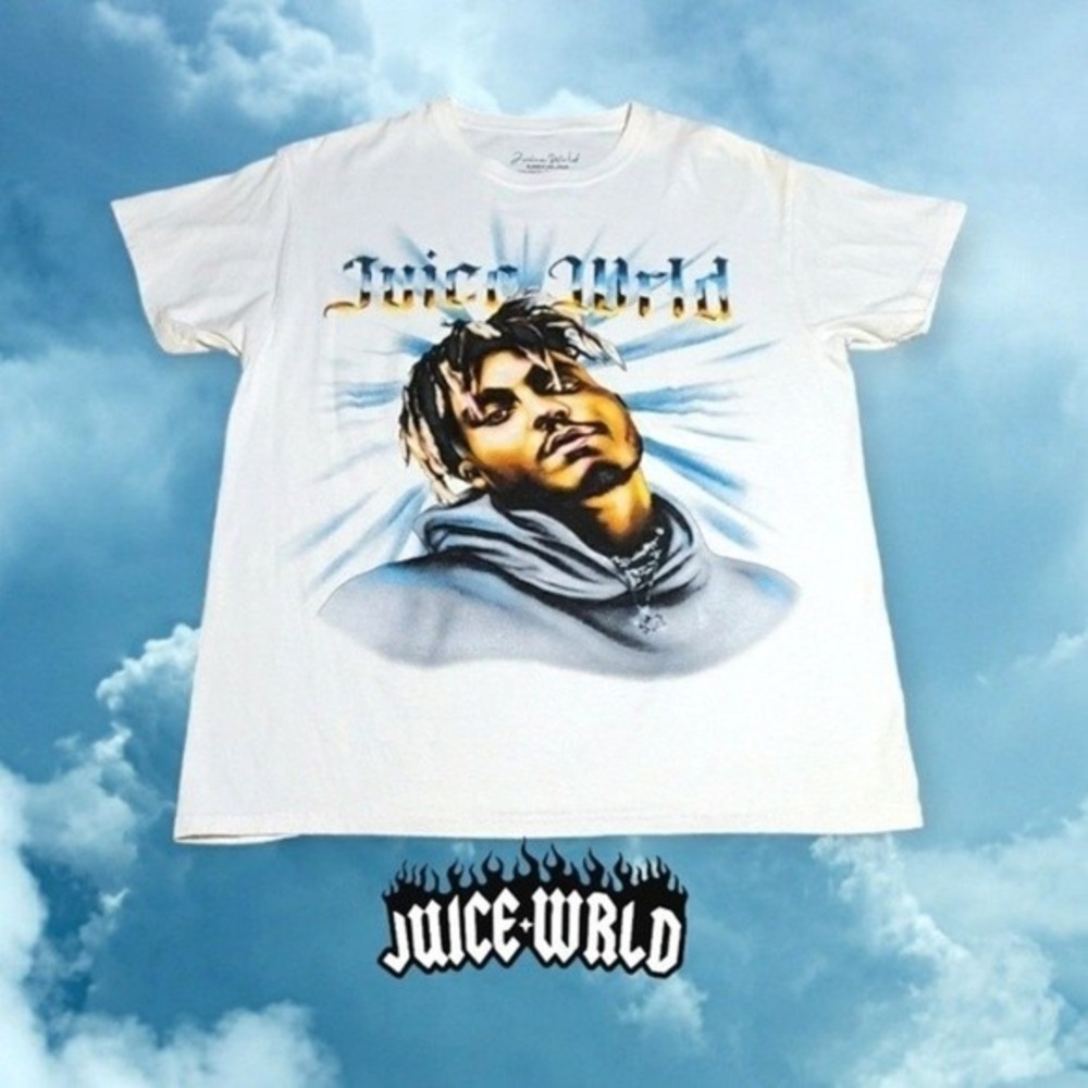 Juice Wrld Graphic‎ T-Shirt Mens Airbrush Portrait Merch White Medium